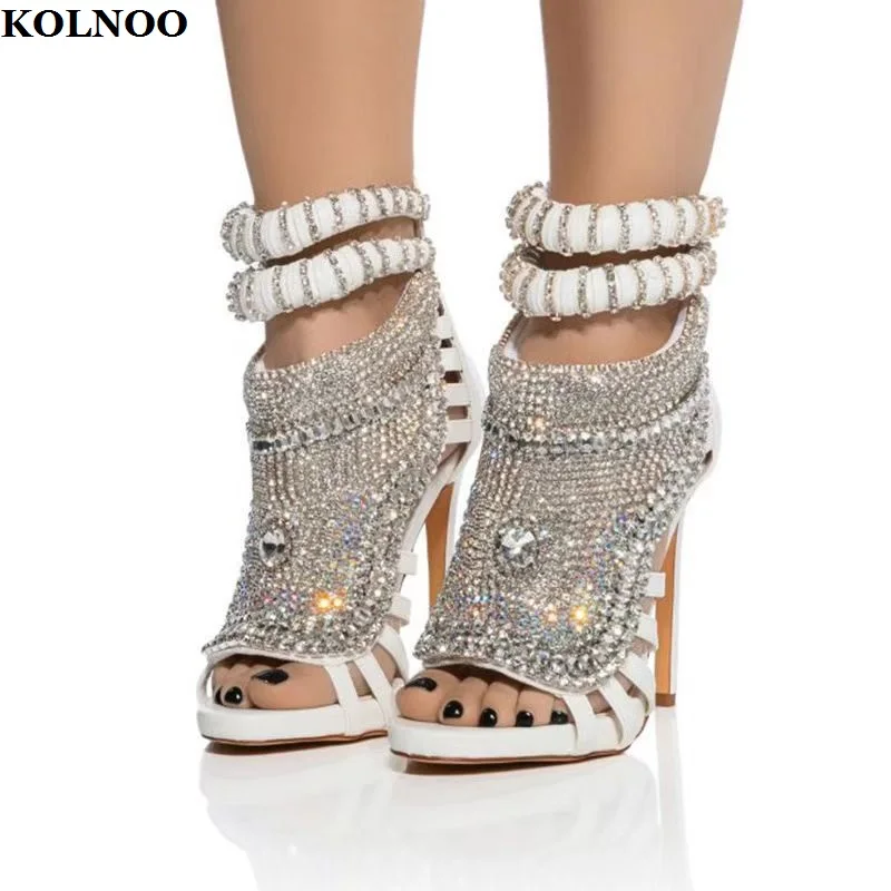 

Kolnoo Handmade New Arrival Elegant Womens High Heels Sandals Rhinestone Party Prom Shoes Evening Fashion Hot Sale Summer Shoes