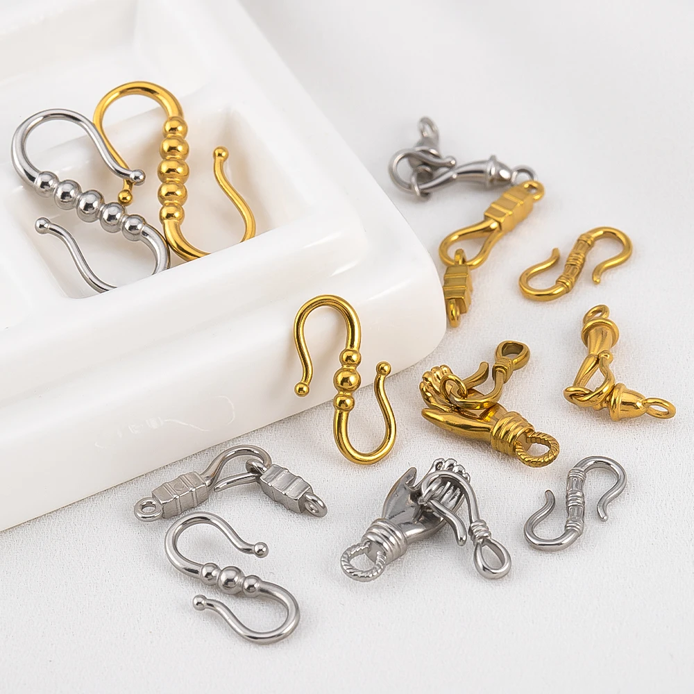 2pcs Stainless Steel Gold Plated Hand-Shape Boat Anchor S-shaped Connection Buckle for DIY Bracelet Clasps Jewelry Accessories view 3