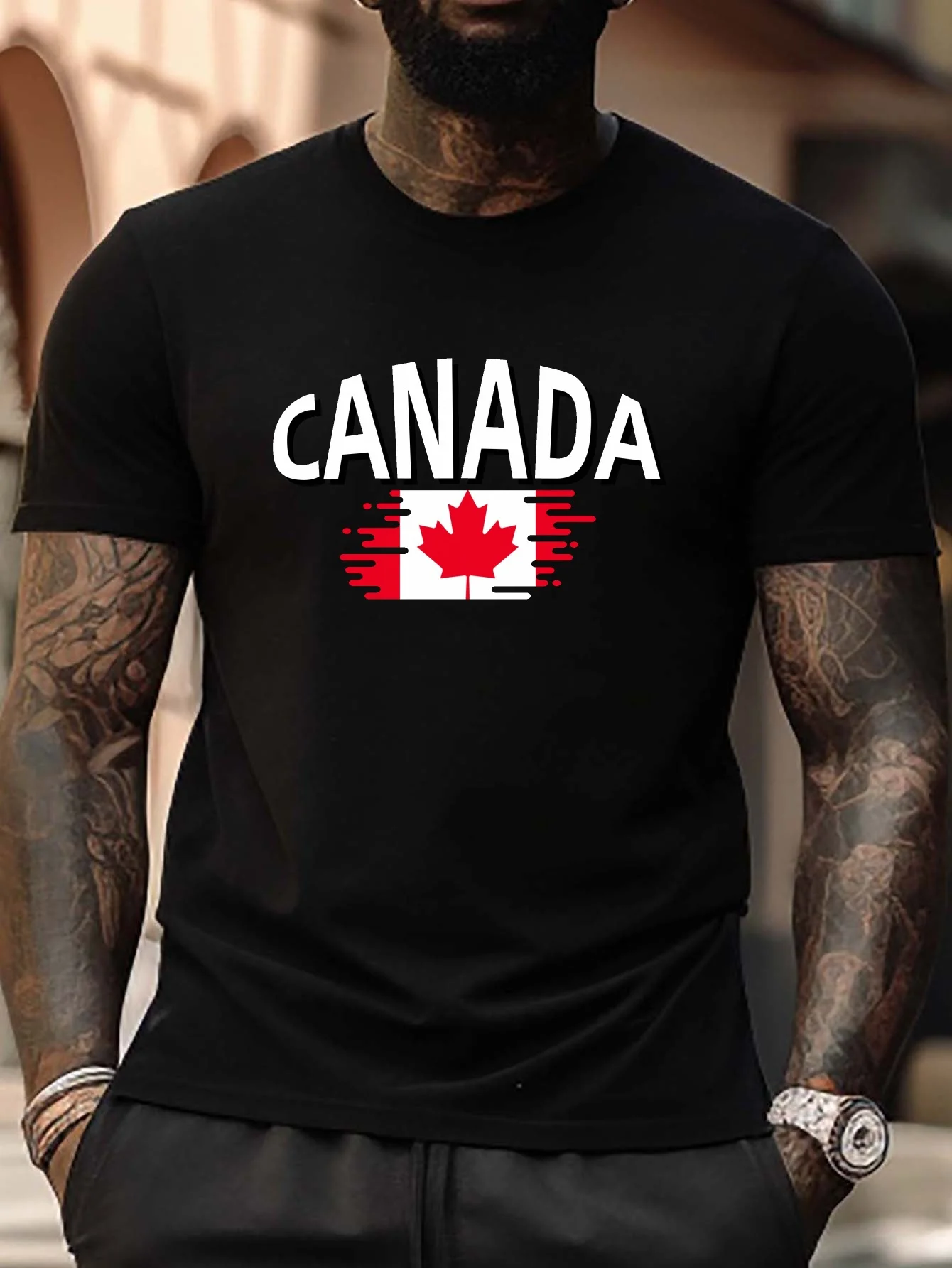 

Мужская футболка с канадским рисунком, хлопковая футболка с кленовым листом, дышащая, удобная для повседневного наряда, с принтом канадского флага
