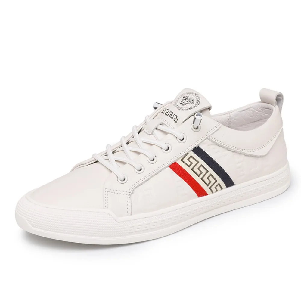 

Men's Canvas FashionBreathable White Skateboard Shoes Spring Autumn Student Lace Up Casual Flats Loafers Male Sneakers