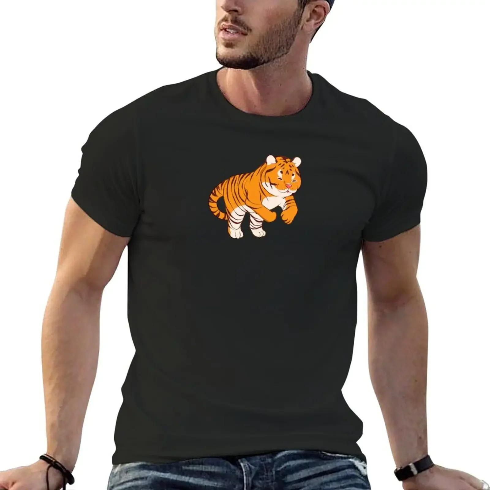 

Chubby Tiger T-Shirt summer clothes boys animal print oversizeds oversized t shirts for men