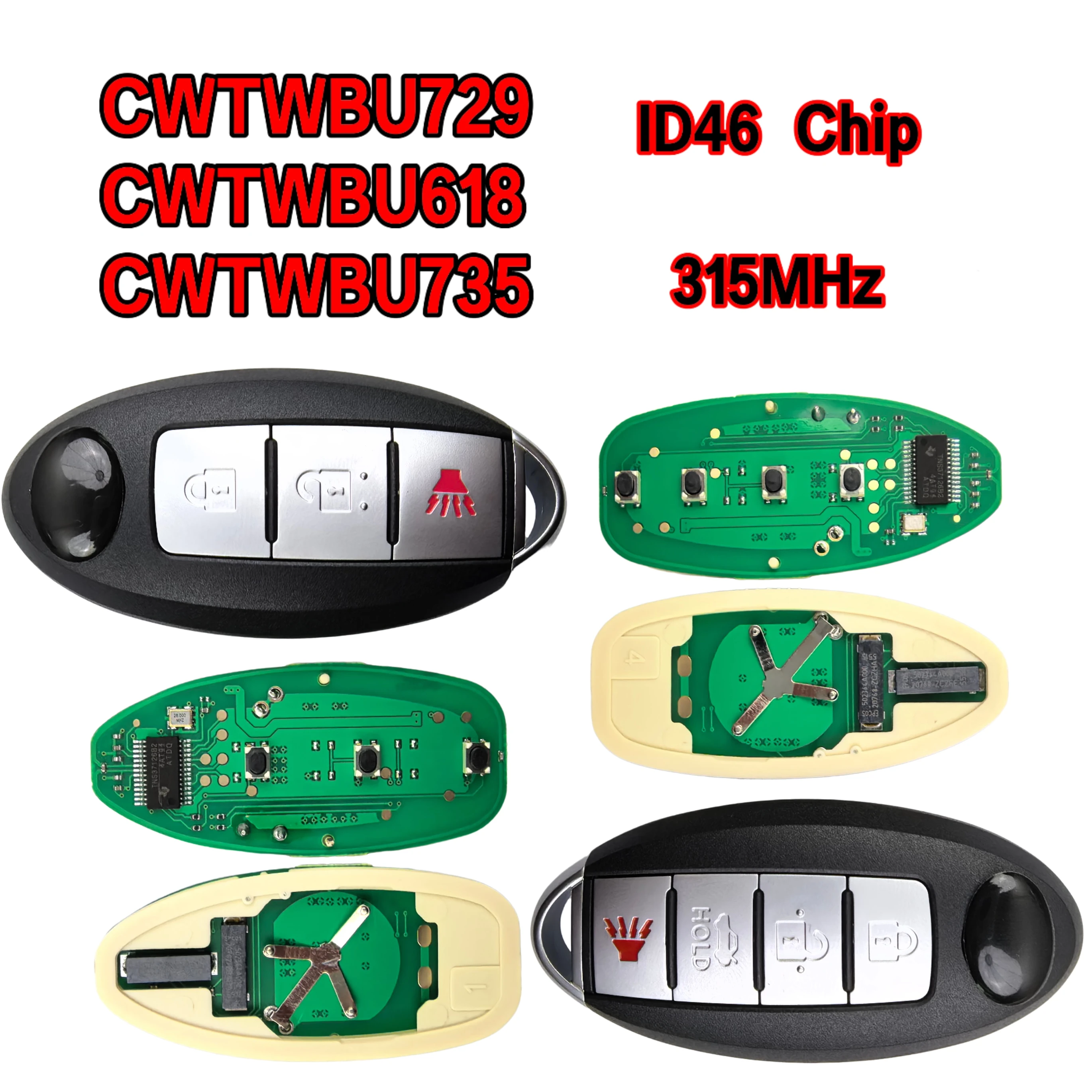 Jingxin 3/4-Tasten 315MHZ 46-Chip für Nissan Sentra 2007-2012 Fernbedienungs-Smartkey FOB 285E3-EW82D CWTWBU735/U618 CWTWBU729 Autoschlüssel – Detail 1