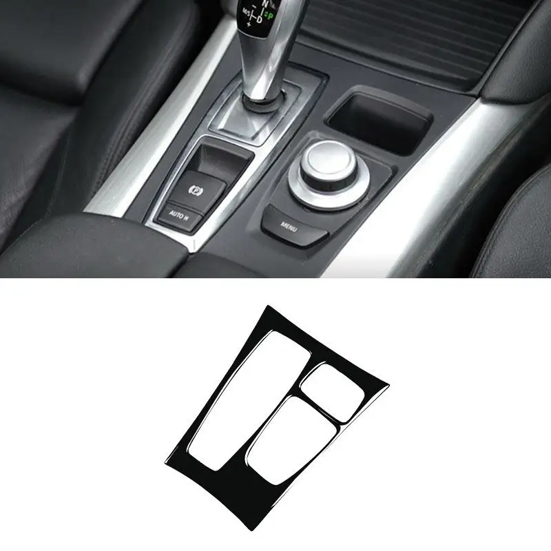 For BMW X5 E70 X6 E71 2008-2013 Soft PVC Plastic Piano Black Car Interior Center Control Gear Shift Panel Frame Cover Trim