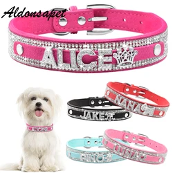 Personalizado Bling Rhinestone Dog Collar, nome personalizado, Glitter Diamond Letter, Nome Pet, pequeno, médio, cães grandes