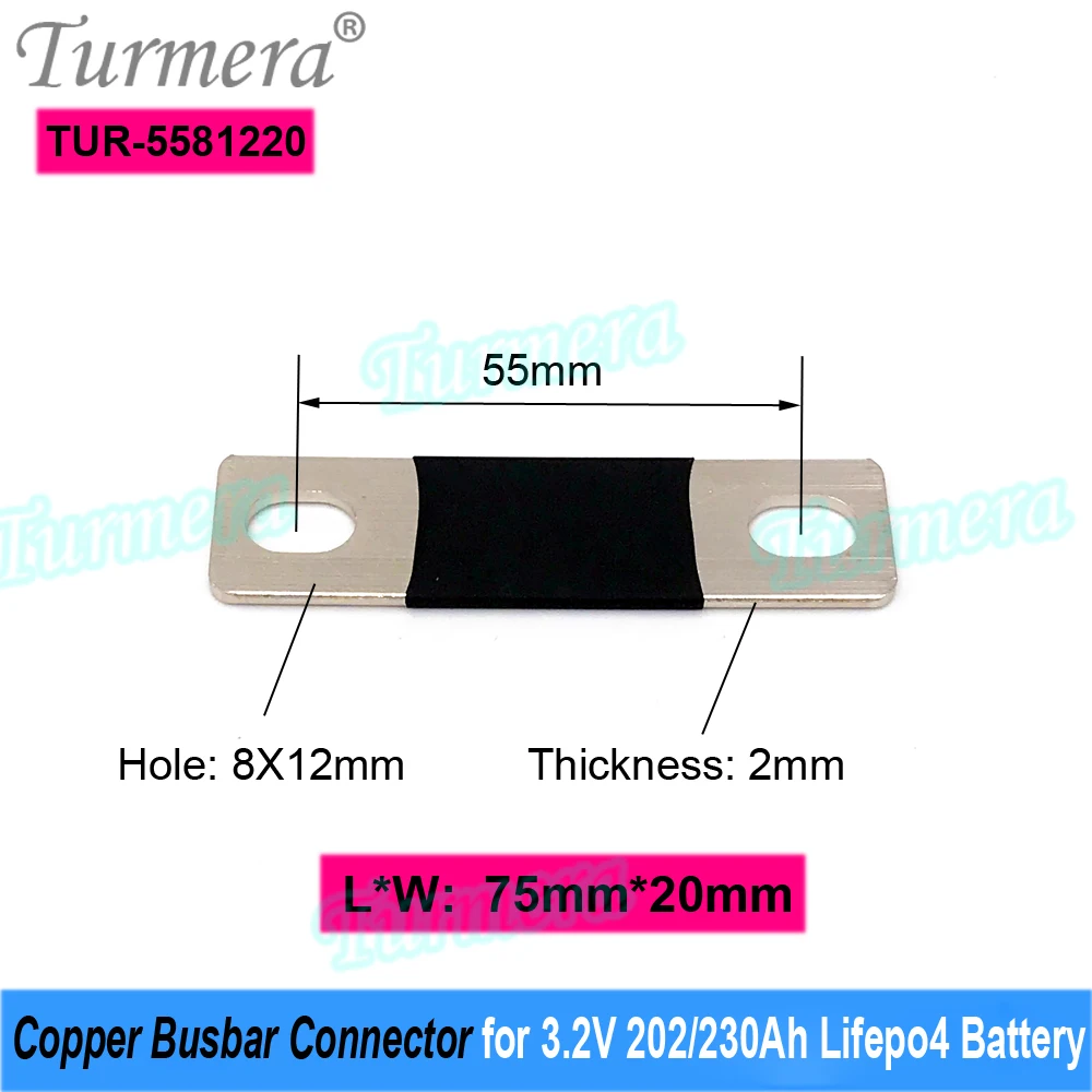 Turmera Copper BusBar Connector for 3.2V Lifepo4 Battery 202Ah 228Ah 230Ah Use in 12V 24V 36V 48V 60V Uninterrupted Power Supply