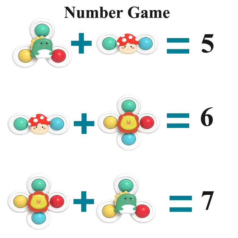 3PC Set Ventosa Spinning Cartoon Animal Spinner Giocattoli per bambini Finestra Seggiolone Vassoio Tavolo da bagno Viaggio per i bambini Regalo