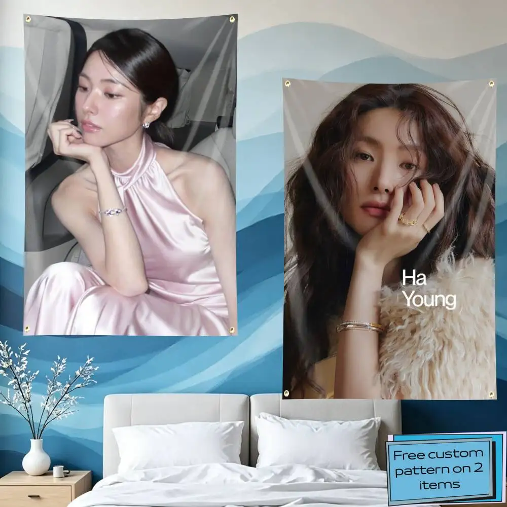 Ahn H-Ha-Young Actor Flag Tapestry Banner for Bedroom Living Room Outdoor Camping Custom Supported