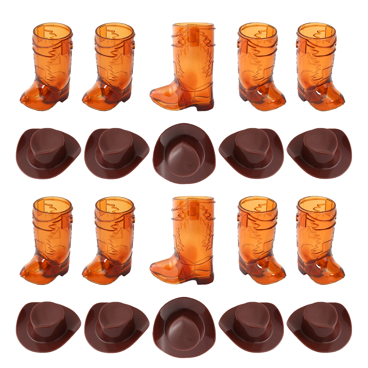 Ensemble de 10 verres à Shot pour bottes de Cowboy, avec chapeaux de Cowboy, Mini gobelets en plastique pour décorations de fête d'anniversaire, cadeaux de fête Cowboy