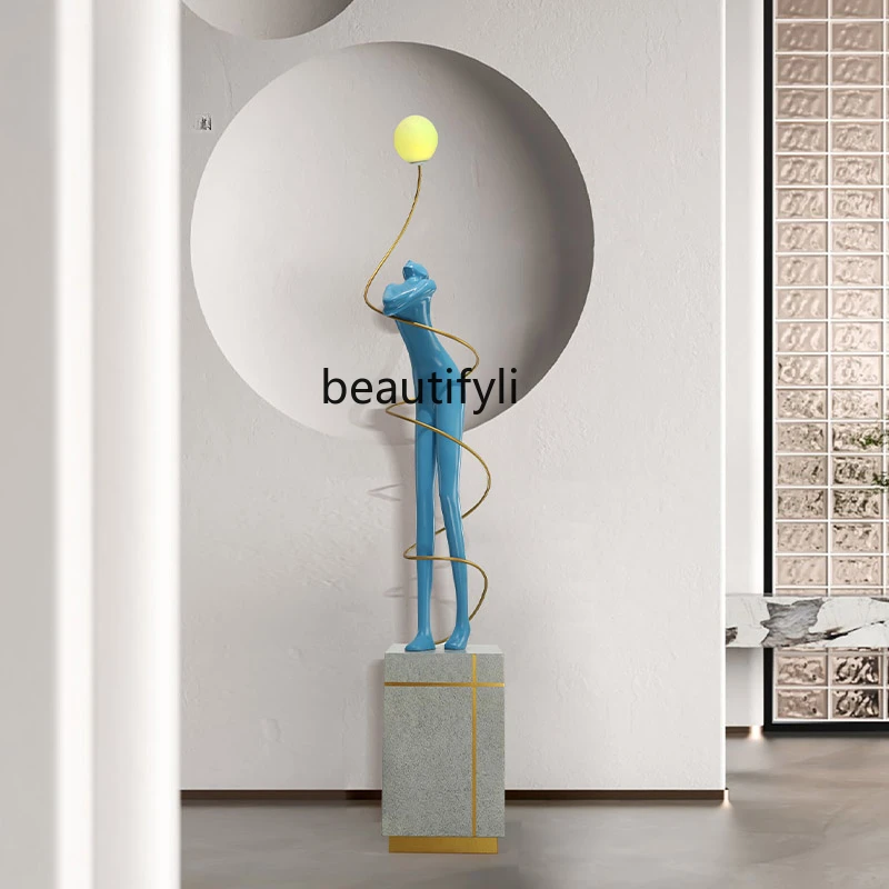 

Dance figure sculpture living room floor lamp design sense ornament hotel entrance decoration =