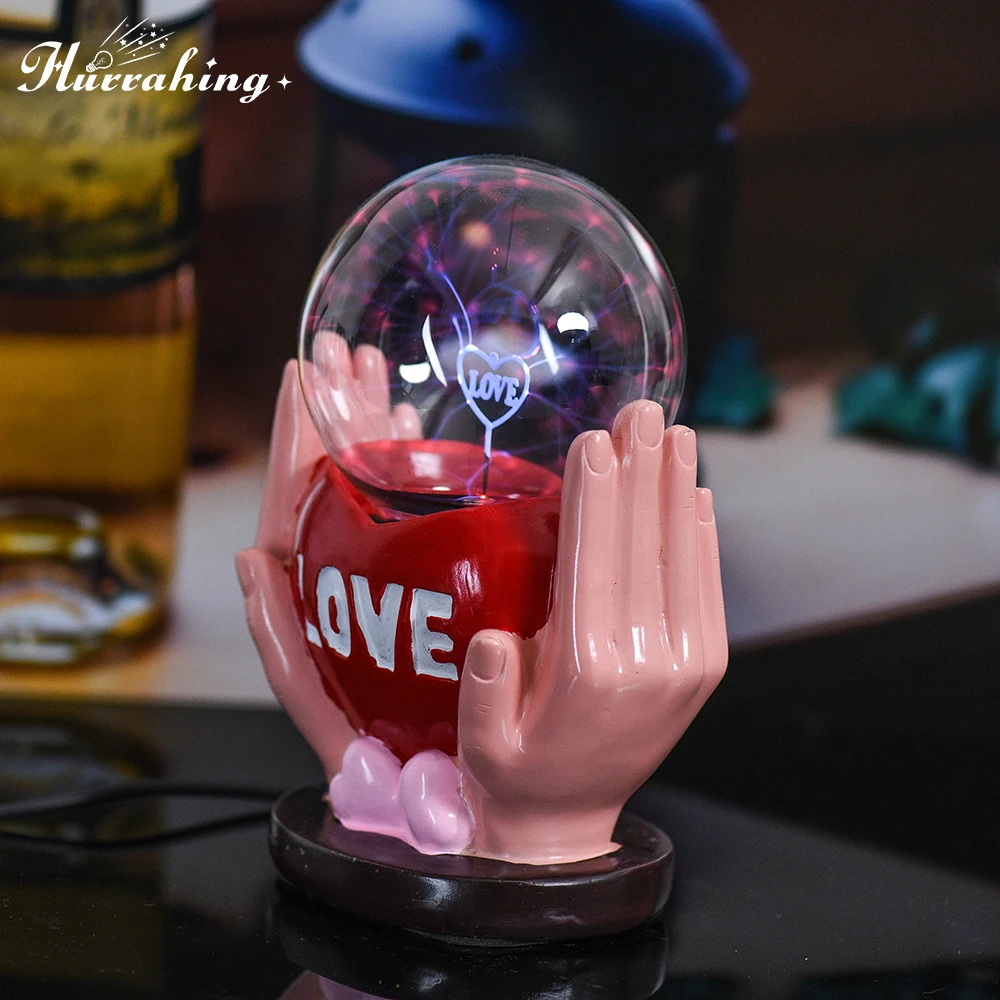 Holding Love Crystal Plasma Lamp 4 Inch Glass Ball Touch Sensitive Science Popularization Enlightenment Indoor Table Decoration