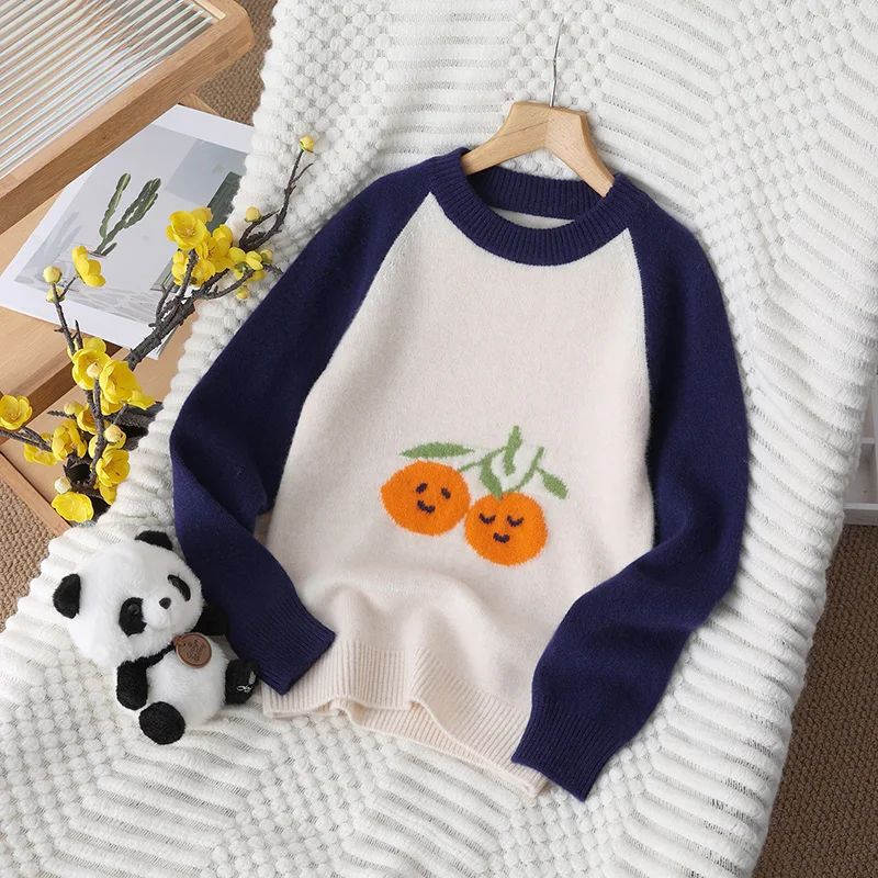 Autumn And Winter Basic O-Neck  Unisex Style 100%  Merino Wool  Sweater  Pullover  Long Sleeve Knitwear Children's Clothing Tops view 3
