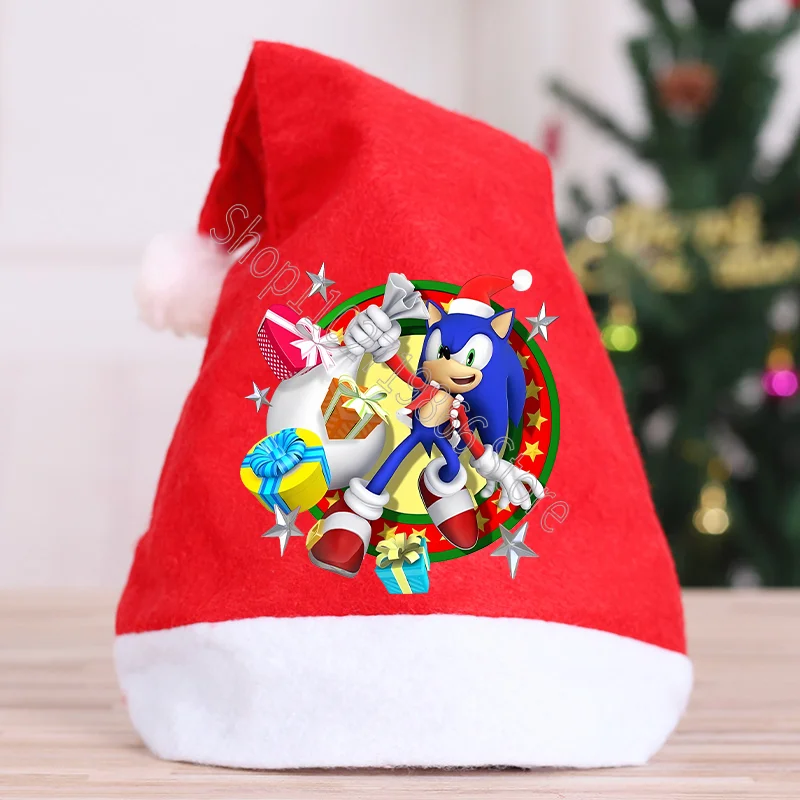 New Sonics Christmas Hats Santa Hat Cartoon Anime Graphic Print New Year Dinner Party Home Decor Xmas Ornament Decorations Gifts