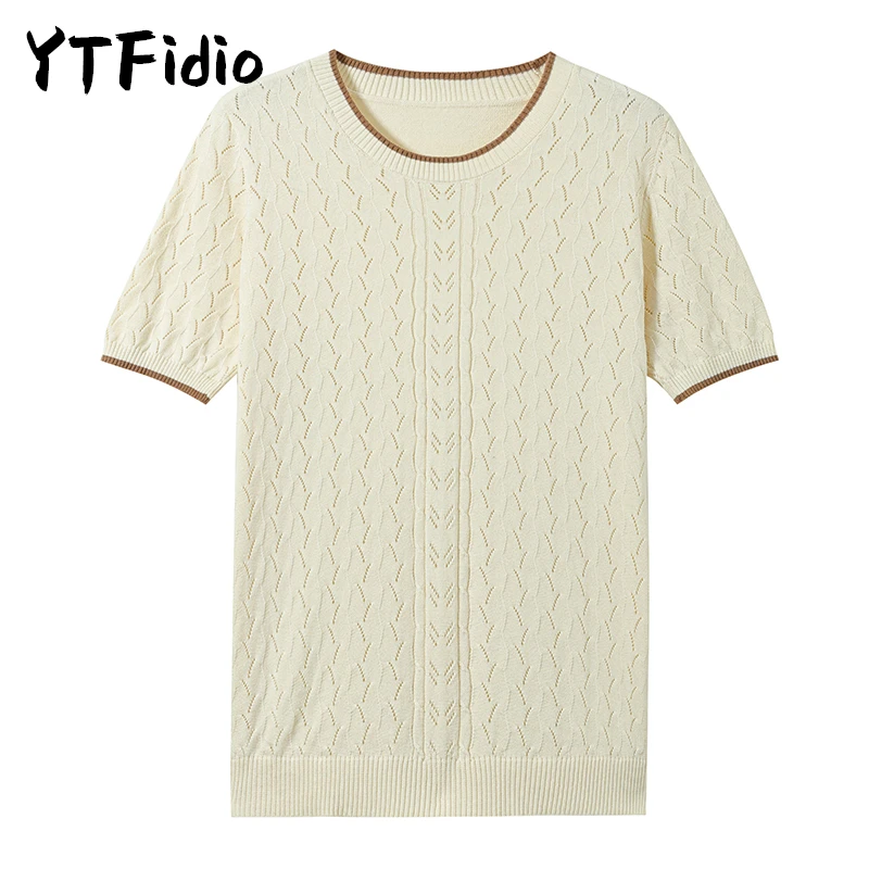 YTFidio 100% хлопок, женская роскошная дизайнерская одежда с круглым вырезом и краями, женская одежда больших размеров, распродажа 237