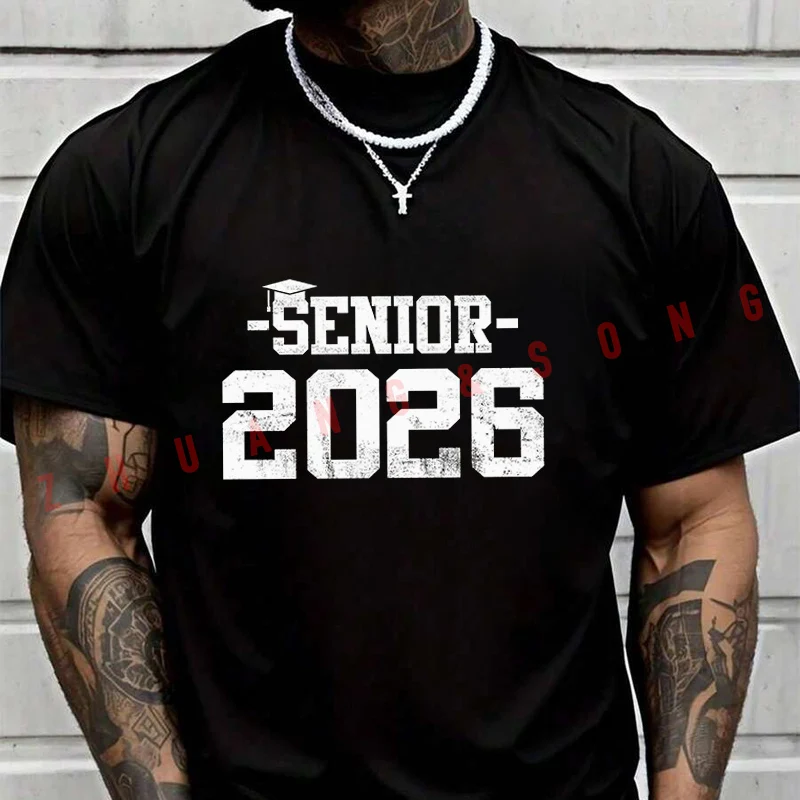 

Senior 2026 Graduate Graduation Men's T Shirt Casual Dress High Quality Mens Round Neck Short Sleeved T-shirt S-3xL