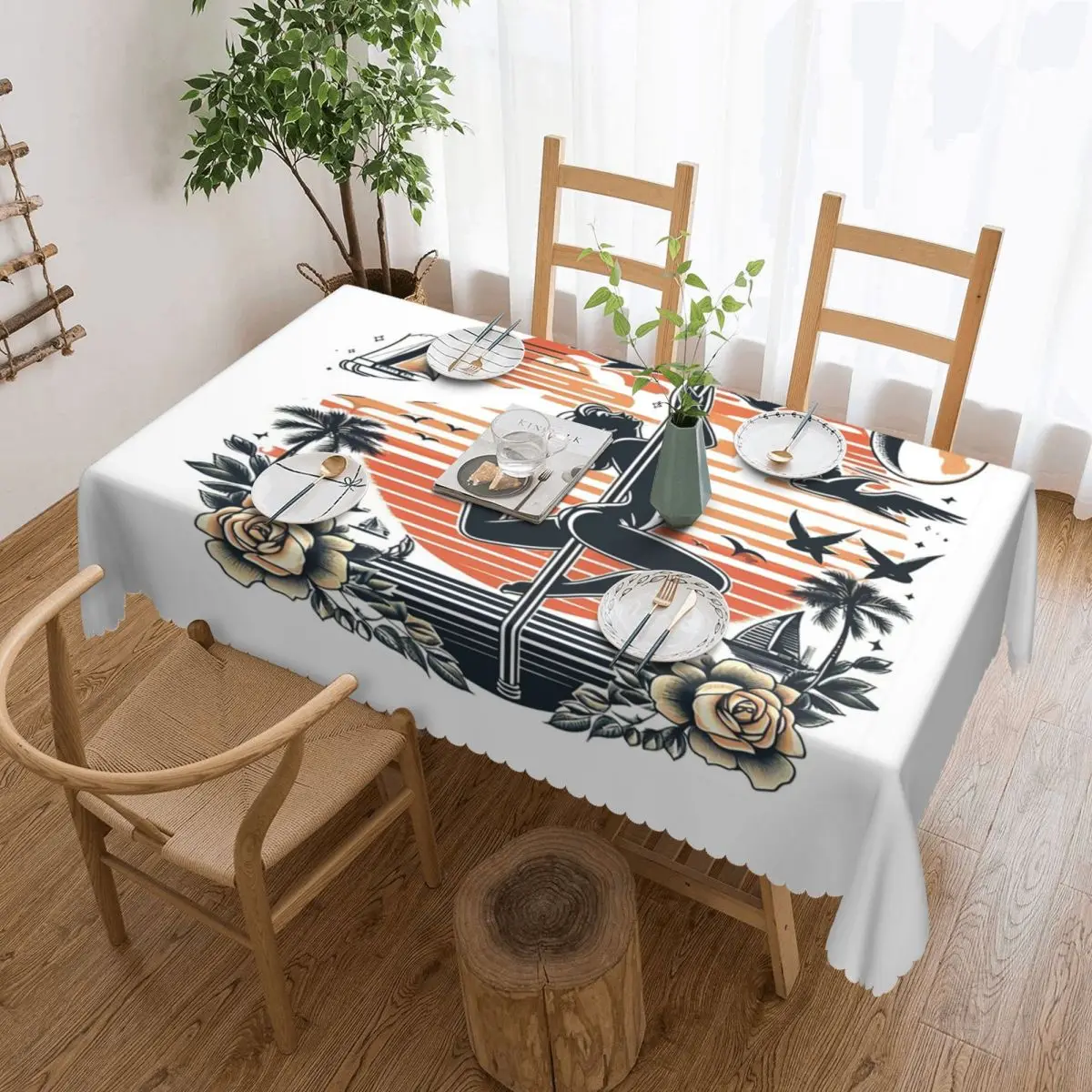 Pole Dance - Perfect For Evry Pole Dance Lovers Rectangular Tablecloth Oilproof Table Cover for Dining Events Table Cloth