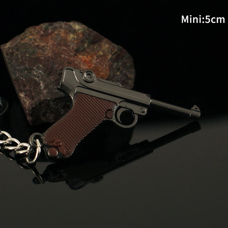 1:4 Toy Gun Luge P08 Metal Keychain Glock Colt 1911 Pistol Weapon Model Miniature Alloy Collection Adult Pendant Holiday Gifts