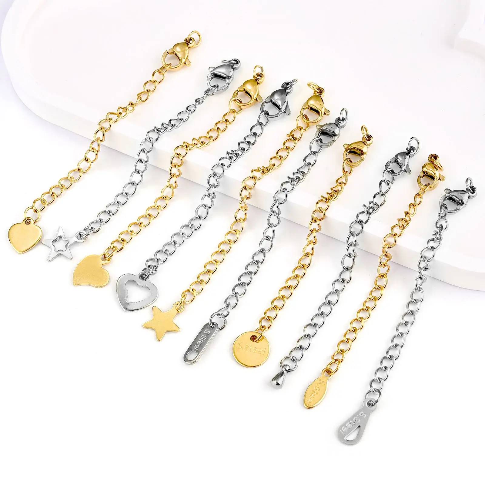 

5pcs/Lot Stainless Steel Extension Chain Connect Bulk Necklace Bracelet Extended Chains Tail Chains Extender For Jewelry Making