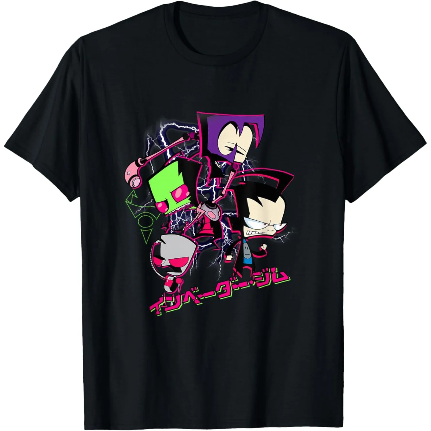 

Invader Zim Characters Lightning Graphic Cotton Crew Neck T-Shirt For Men