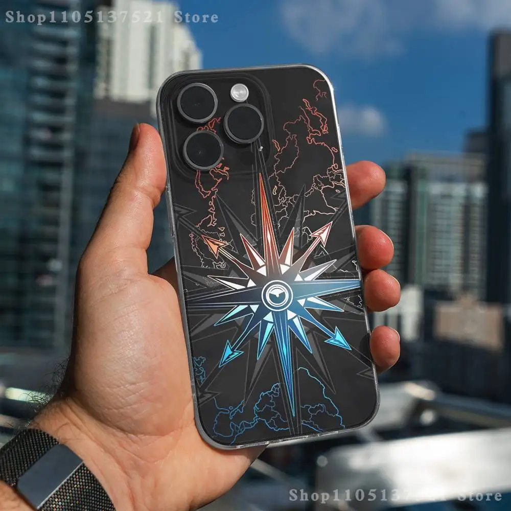 Funda de teléfono con brújula para iPhone 17,16,15,14,13,12,11 Pro,Max,Plus,X,XS,XR,SE4,E Mini funda suave transparente