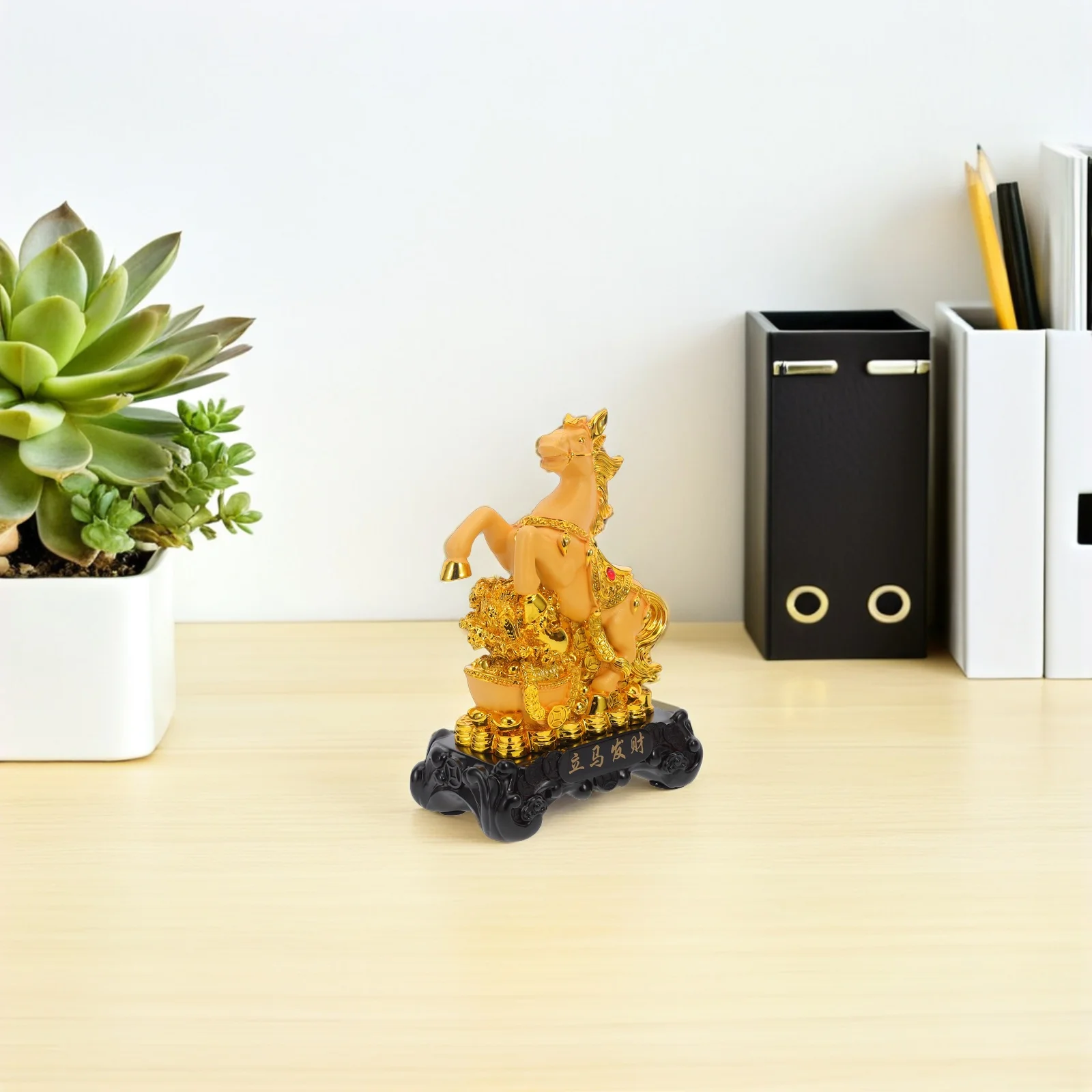 

Golden Horse Statue for 2026 Year of The Horse - Handcrafted Resin Desktop Ornament Decor for Office Home Study Feng Shui