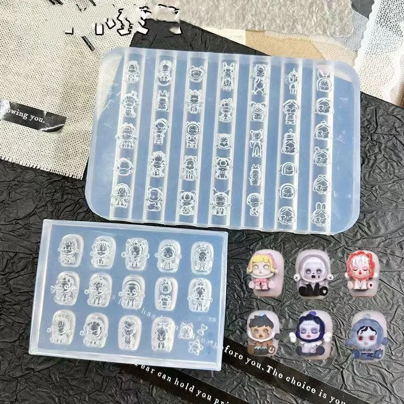 

1 шт., 3D акриловая форма для ногтей с мультяшными животными, форма для ручной гравировки, украшения для дизайна ногтей, силиконовый дизайн ногтей
