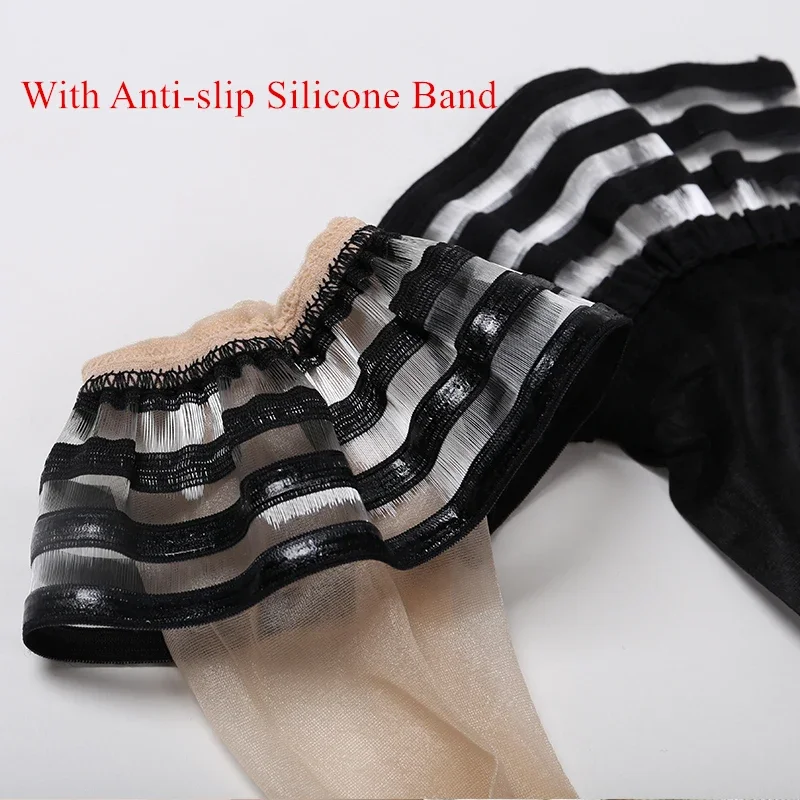 Lace Top Ultra Thin Transparent Silk Medias De Mujer Silicone Hold Up Thigh High Stockings Women Sexy Seamless Underwear