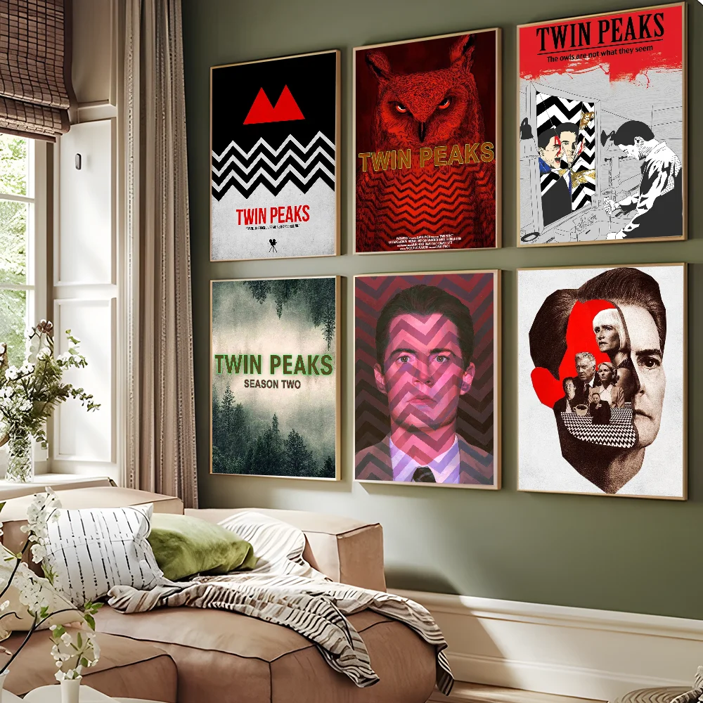 

T-TWIN-PEAKS Movie Sticky Posters Vintage Room Bar Cafe Decor Nordic Home Decor