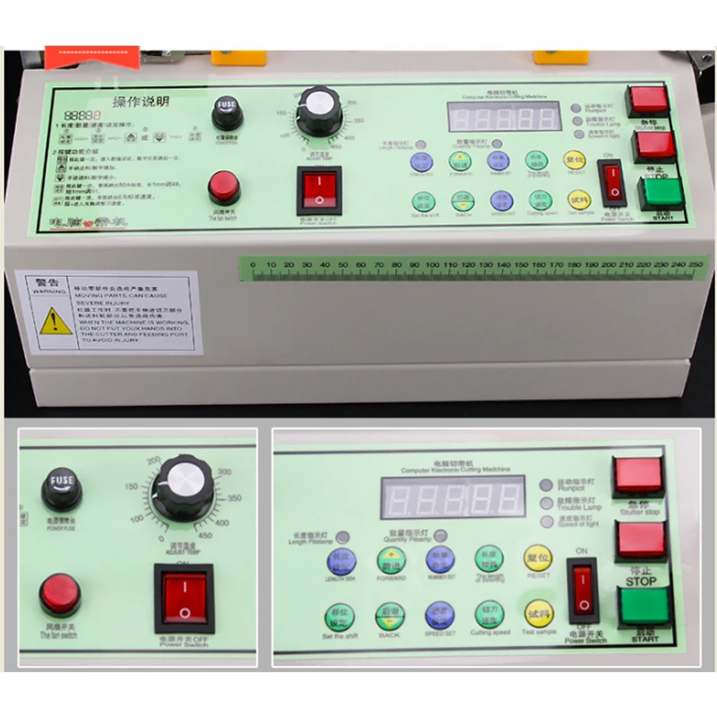 140T computer hot and cold Cloth belt cutting machine, magic adhesive tape zipper webbing machine elastic belt automatic cutting