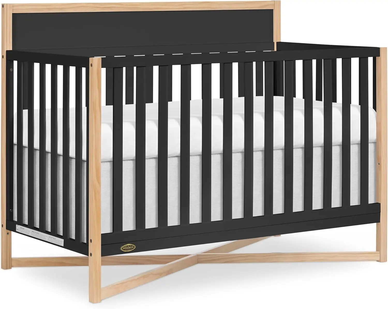 Owen 5-in-1 umwandelbares Babybett in voller Größe in Mattschwarz, GreenGuard Gold und JPMA, wandelt sich für Kleinkinder, Tages- und Großbett um
