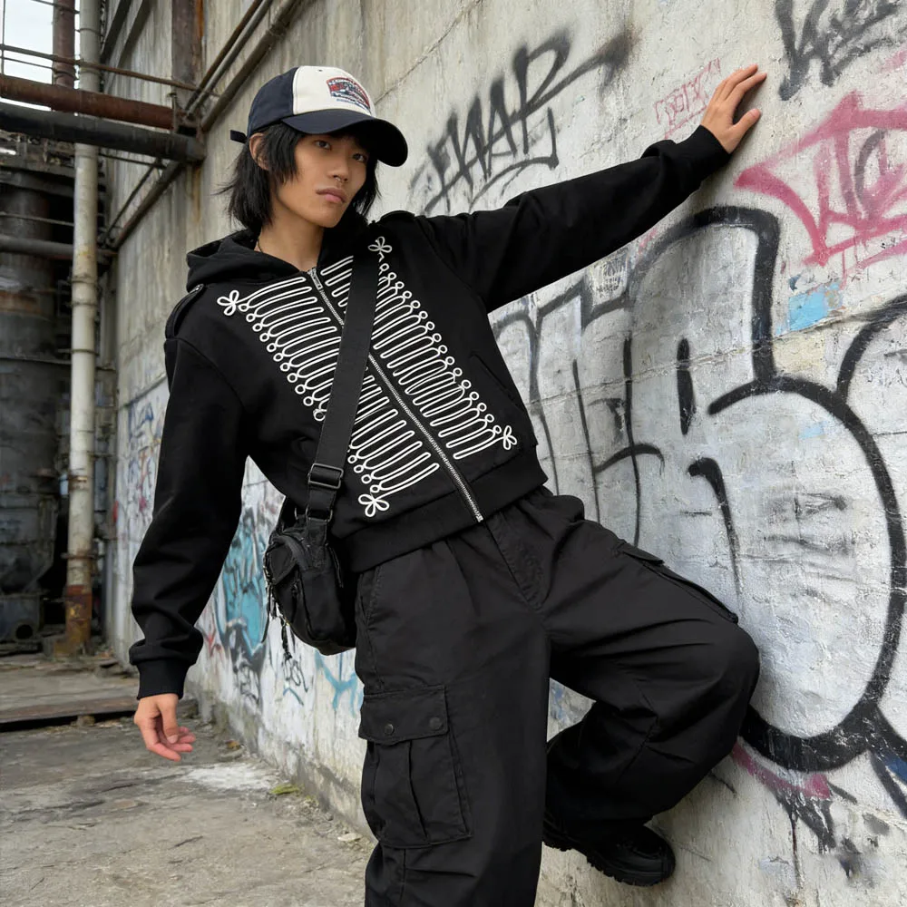 

Модная толстовка на молнии с капюшоном в стиле субкультуры для мужчин и женщин, дизайн 2026 года, трендовая уличная одежда с принтом, мягкий хип-хоп костюм