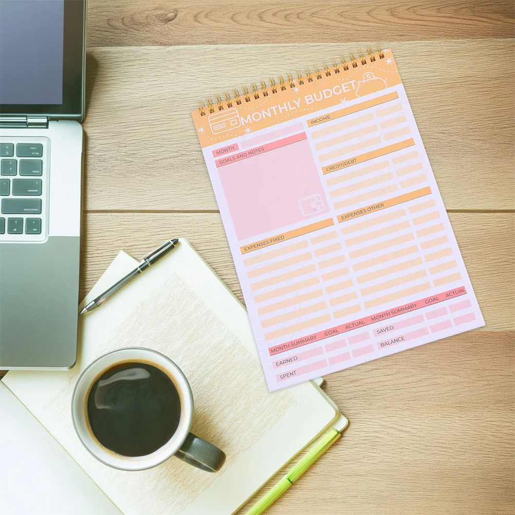 2 قطعة دفتر تعقب النفقات التجارية تصميم غطاء أنيق مساحة كافية للفواتير تتبع التوفير جهاز تعقب النفقات الشهرية #3