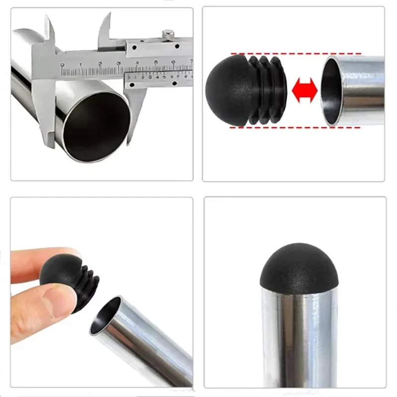 Half Round Nut Tube Plug Black Furniture Table Legs Chair Legs Cushion Protection End Cover Protective Sleeve Cover Tube Hole