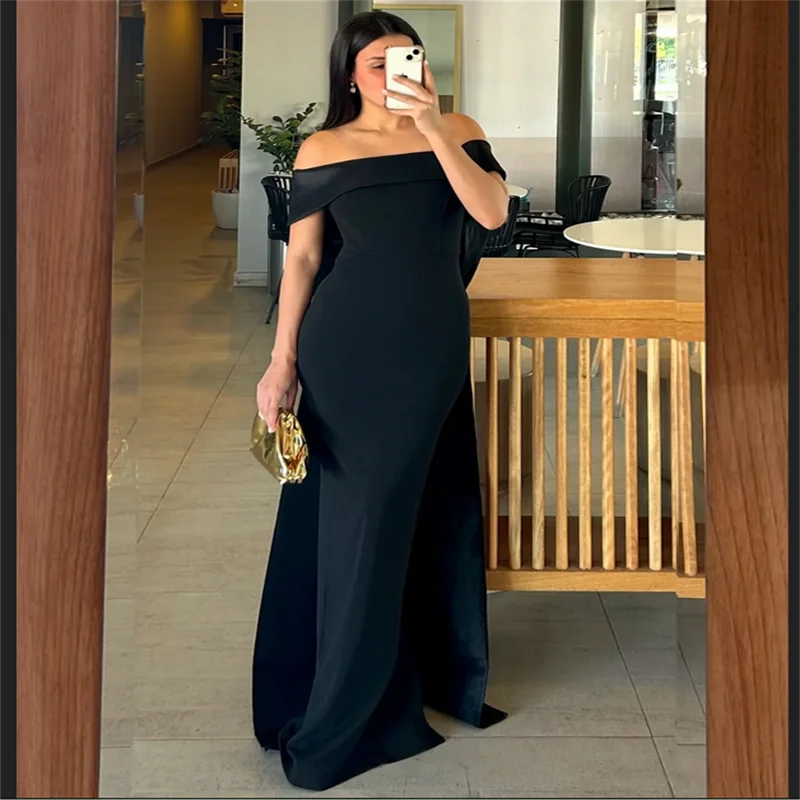 

Off Shoulder Mermaid Bow Back Prom Dress Elegant Sleeveless vestidos de noiva Customized Floor-length Formal Evening 2025