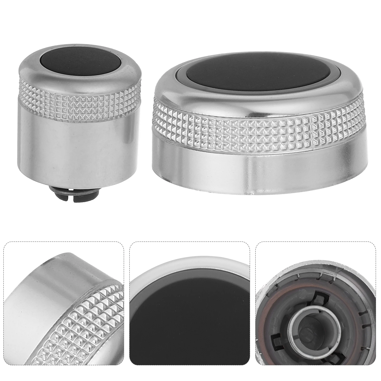

2Pcs Car Multimedia Volume Knob Decorative Ring Durable Silver Protection Cover Vehicle Volume Knob Protector Car Audio