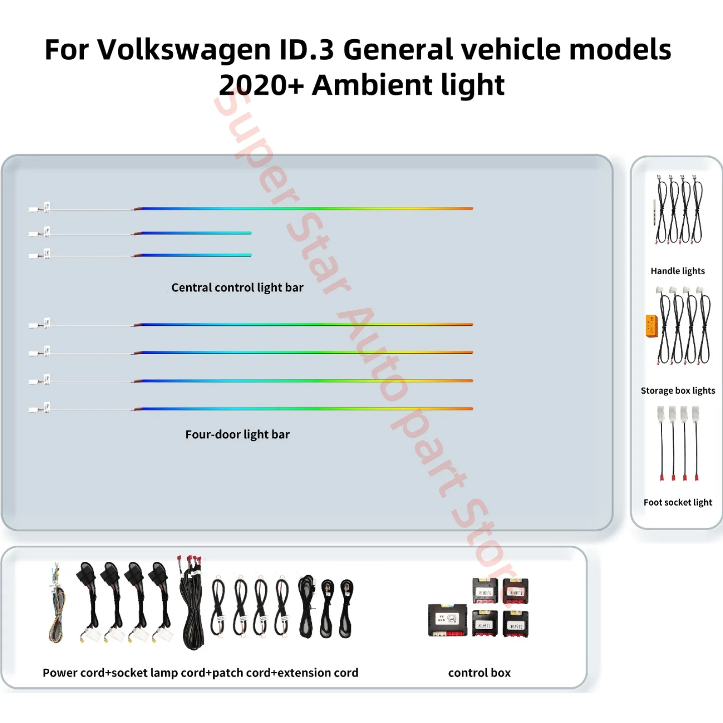 

Светодиодное окружающее освещение для Volkswagen VW ID.3 ID3, автомобильное внутреннее освещение, обновление автомобильных аксессуаров, управление через приложение, атмосферная лампа
