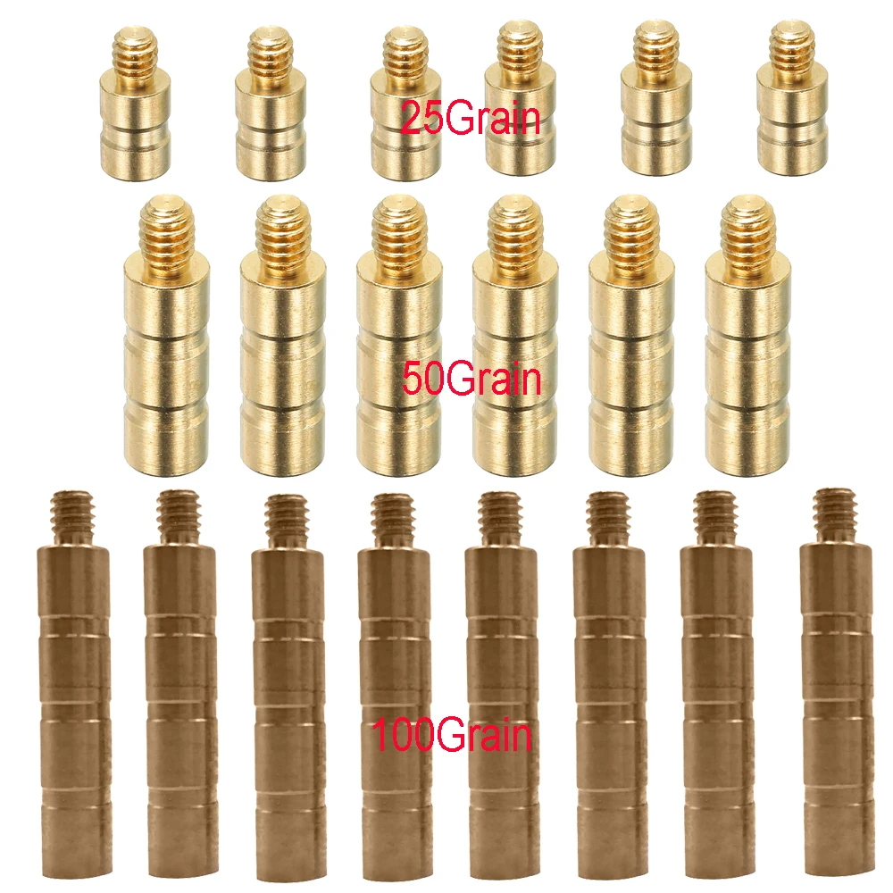 10P 25/50/100Grain Counterweight Balance Connection Seat Archery Arrow Copper Brass Arrow Inserts Arrowheads Connector F Archery