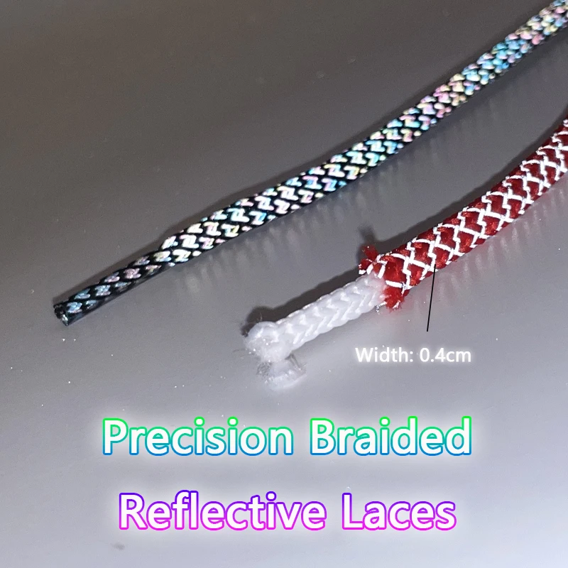 1Pair Rainbow Reflective Shoelaces For Sport Elastic Round Laces Precision Braided Shoe Strap For Flat Shoes 4 Length 23 Color