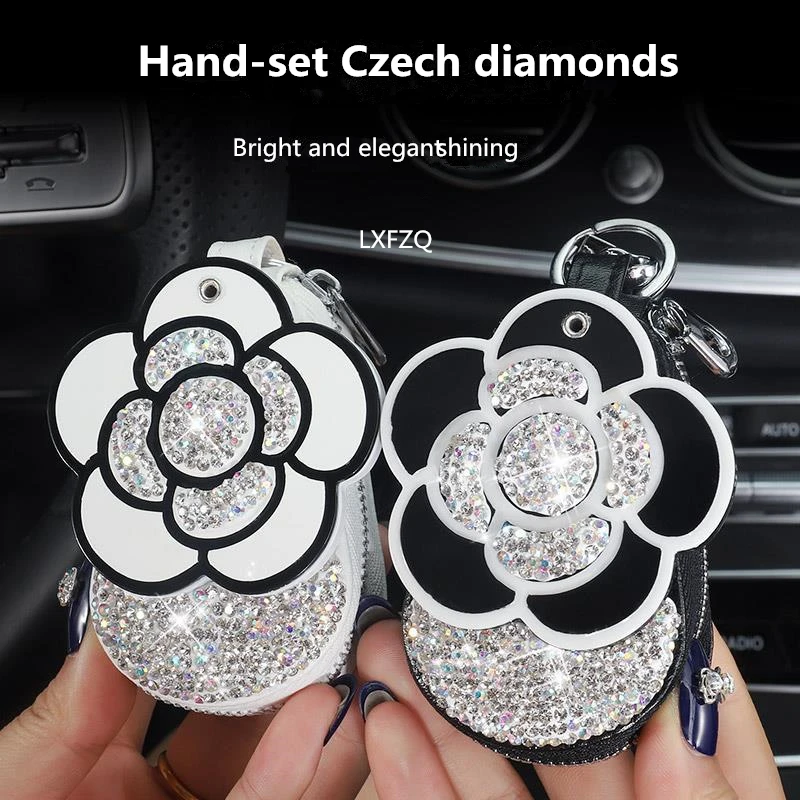 Car Key Case Universal Lady Key Protection Cover Diamond Key Case Car Keychain Storage Treasure Protection Cover Key bag