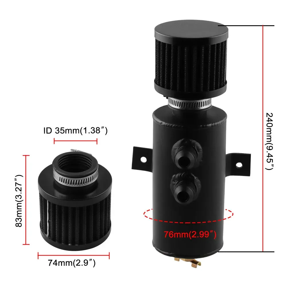 Modified car parts 750ml black aluminum alloy universal valve oil breathable pot with air filter