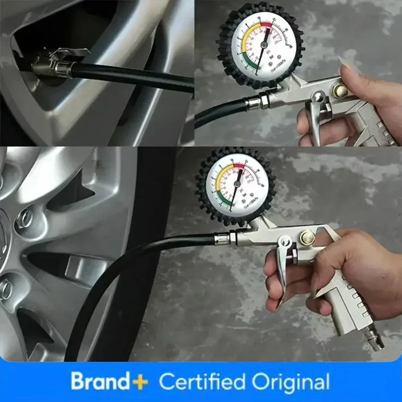 

220PSI Car Motorcycle Multifunctional Tire Air Pressure Monitoring Gauge Tester Air Compressor Dial Meter Inflator Pump Tools