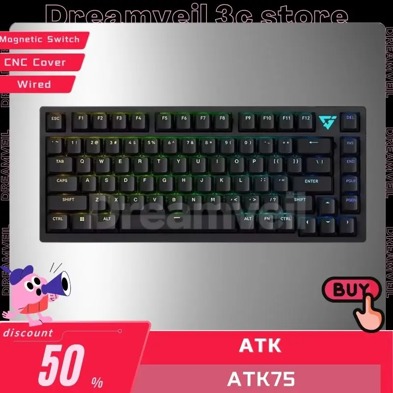 

ATK75 Gamer Mechanical Keyboard Esports Wired Magnetic Switch Keyboard CNC Cover Hot-Swap RGB V-Hub Gaming Keyboards For Mac Win