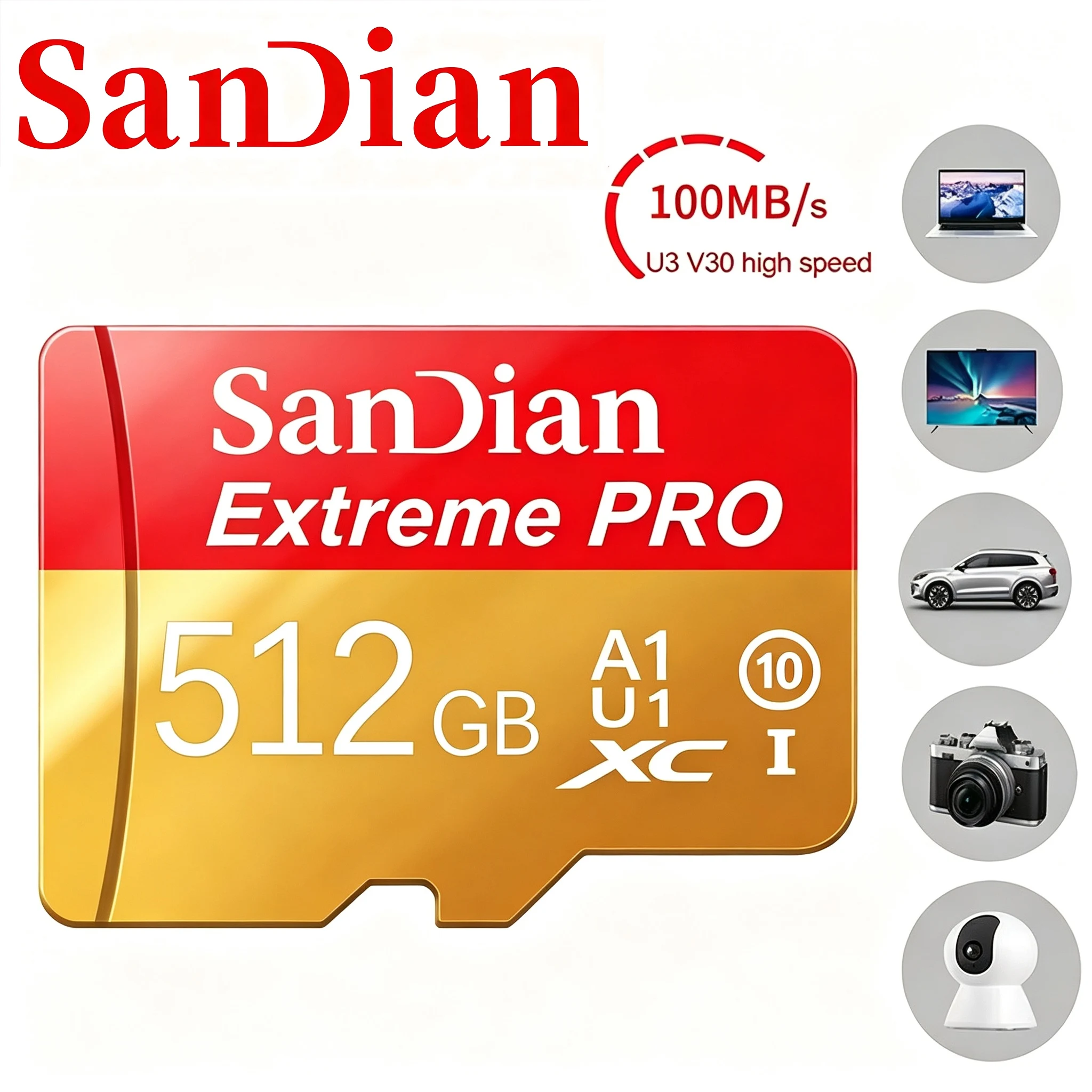 Premium Memory Card 512GB Micro TF SD Card 128GB SD Cards 64GB TF Cards 32GB Class 10 UHS-I for Phone/Gaming Console