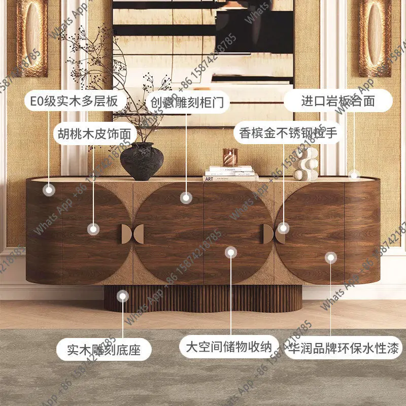 Medieval solid wood dining side cabinet, living room locker, entrance storage, designer floor-to-ceiling TV cabinet