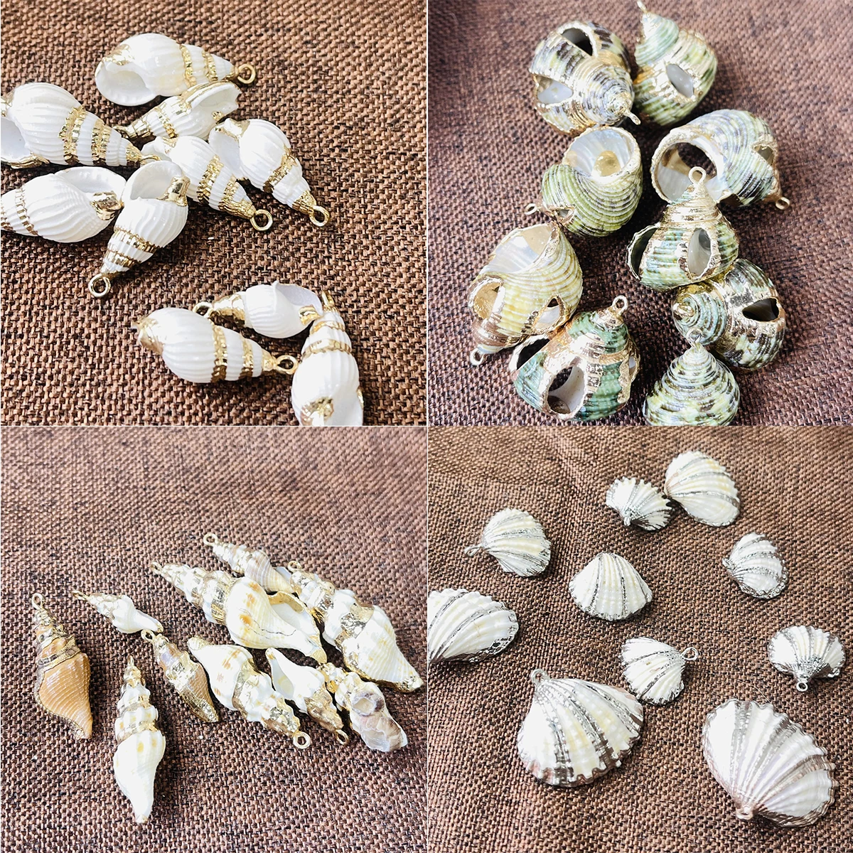 10pc Natural Mother-of-pearl Pendants Reiki Heal Gold Plated Shuck for Tribal Jewelry Making DIY Necklace Earrings Gift
