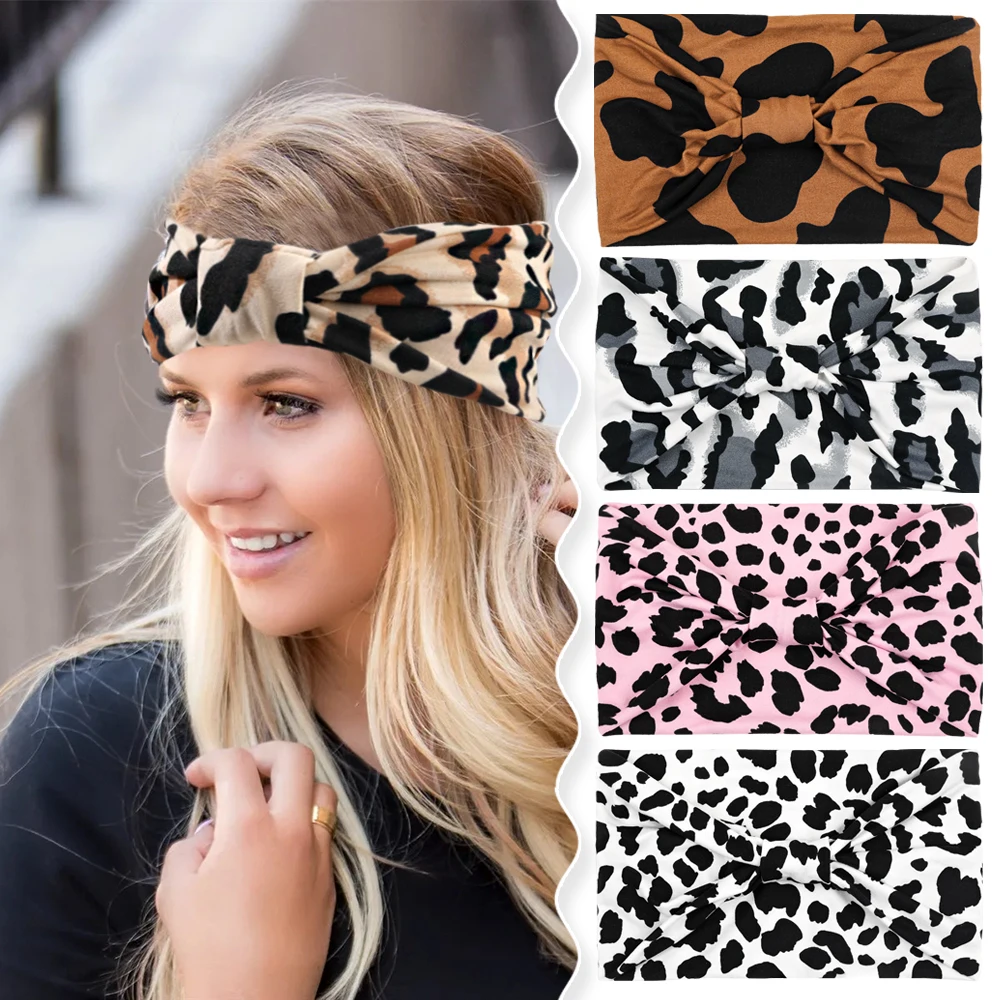 Boho Bandeau Headbands Wide Knot Hair Scarf Floral Printed Hair Band Elastic Turban Tie Dye Head Wrap Hair Accessories For Women