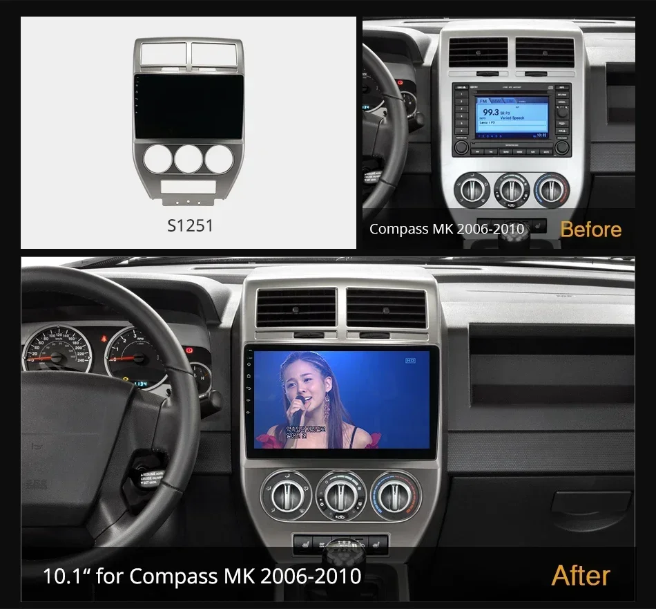 Ownice K6 + 2K 13.3 for Jeep Compass 1 MK 2006 - 2010 Car Radio Multimedia Video Player Navi Stereo GPS Android 12 No 2din 2 Din