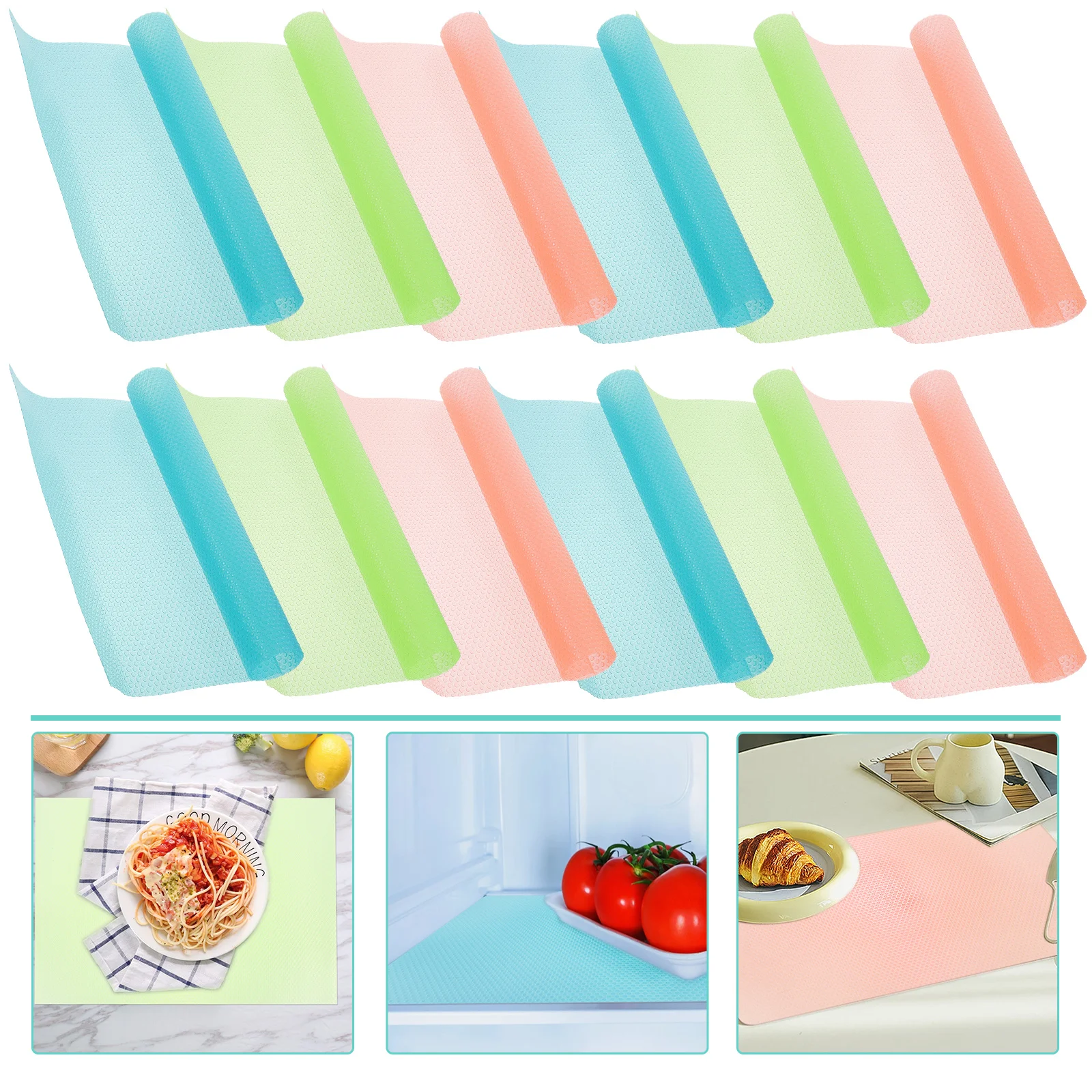 

12Pcs Silicone Cabinet Drawer Mats Non Slip Liner Waterproof Oil Proof for Kitchen Shelf Refrigerator Storage Organizer