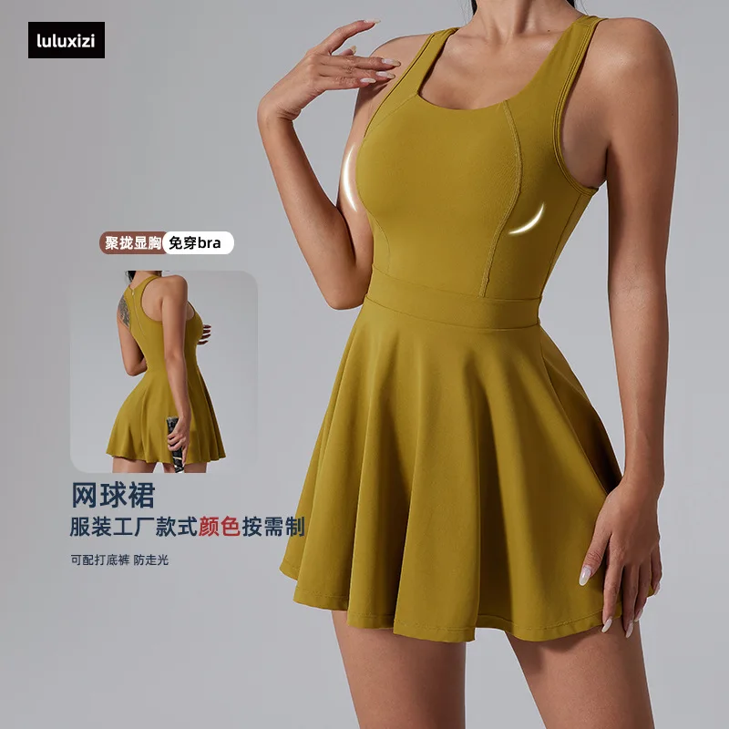 Summer Tennis Dress Women Outdoor Sport Golf Wear 2024 New Badminton Slim Fit Pleated Skirt Gym Fitness Clothes Tracksuit