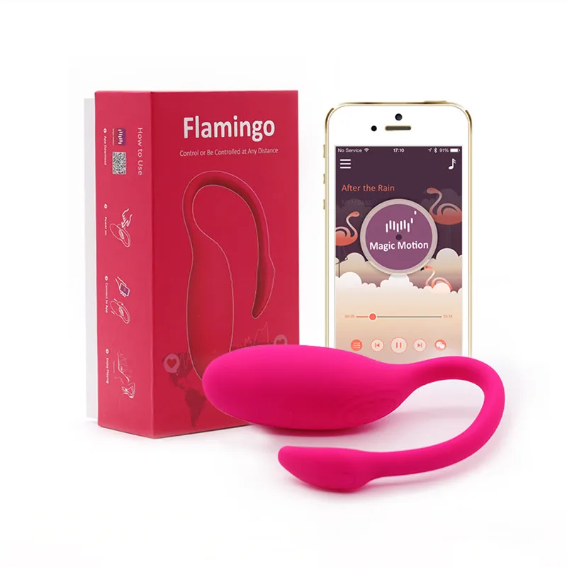 แอปอัจฉริยะเคลื่อนไหวได้อย่างมหัศจรรย์ไวเบรเตอร์บลูทูธ Kegel ลูกบอล Master ควบคุมระยะไกลฟลามิงโก้คลิตอริสเครื่องกระตุ้น G-Spot เครื่องนวดช่องคลอด