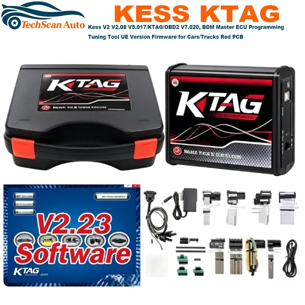 Kess V2 V2.08 V5.017/KTAG/OBD2 V7.020, BDM Master ECU Programming Tuning Tool UE Version Firmware for Cars/Trucks Red PCB 5.0